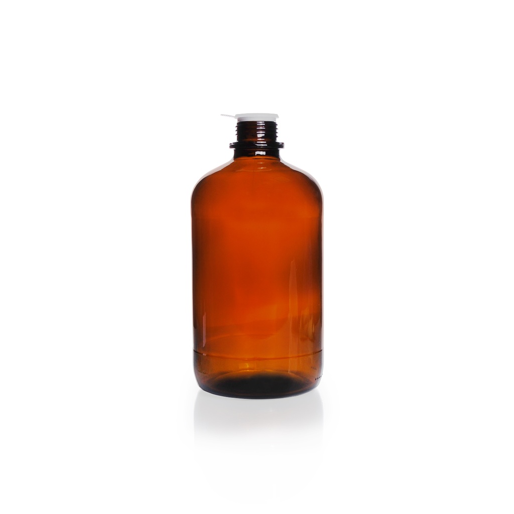 Schraubflasche Rund, braun aus Kalk-Soda-Glas