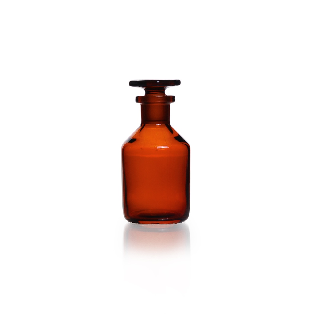 Standflasche Enghals aus Kalk-Soda-Glas, braun