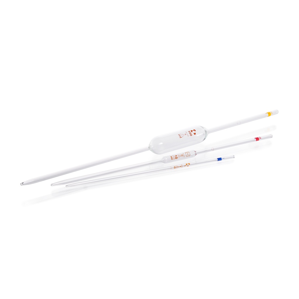 DWK | Vollpipette aus Kalk-Soda-Glas, Klasse B, braun markierung