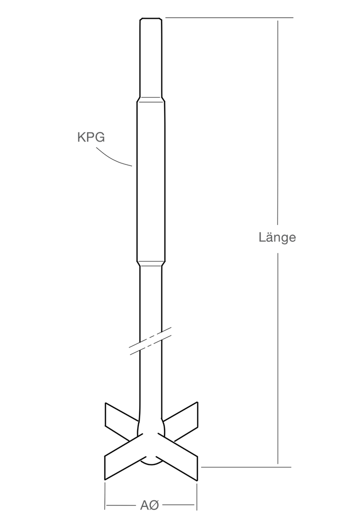 LabGlas | Flügelrührer aus Glas [Rührorgan / Rührwelle / KPG-Welle]