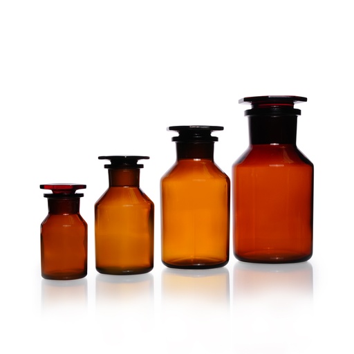 Standflasche Weithals aus Kalk-Soda-Glas, braun